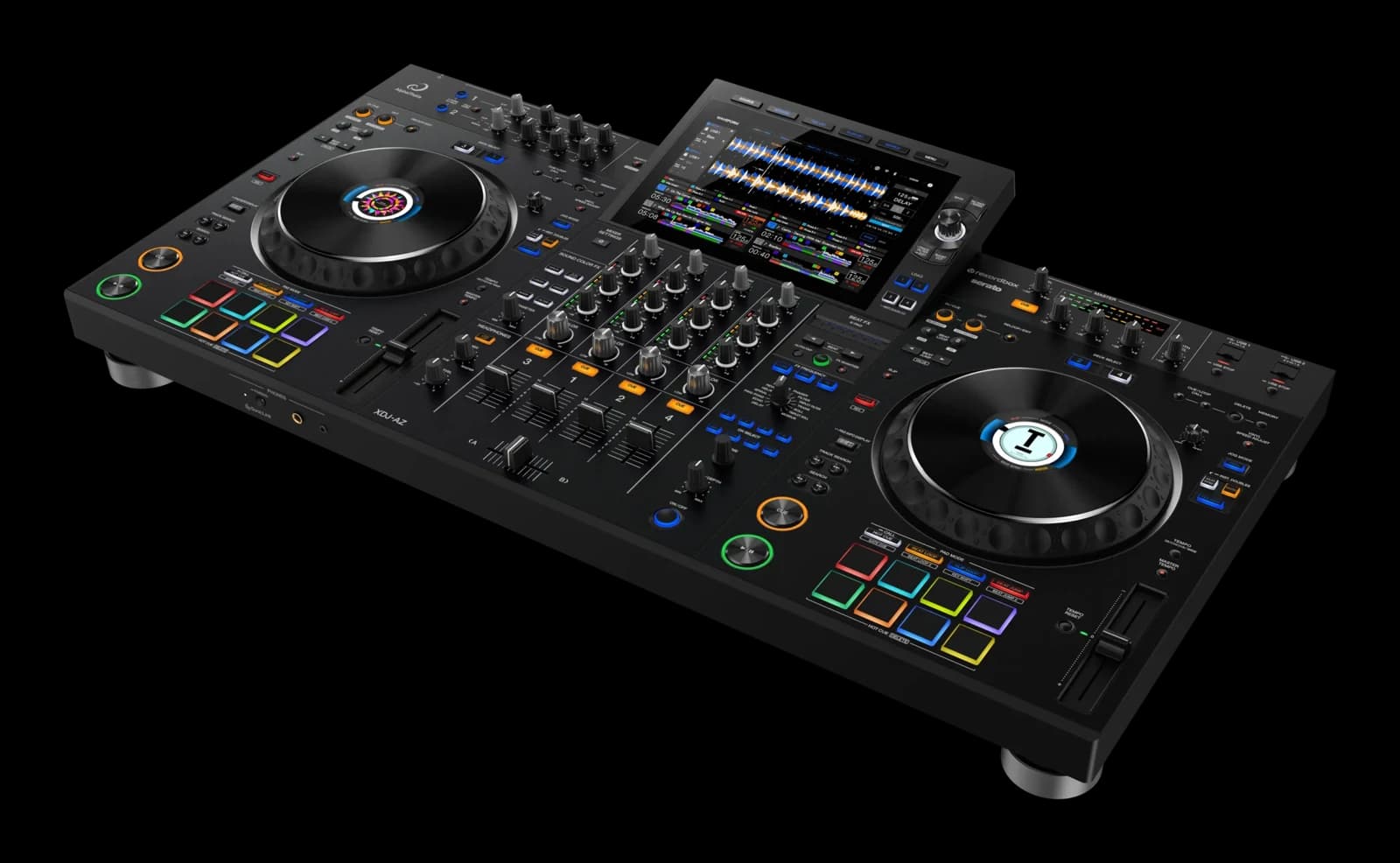 AlphaTheta XDJ-AZ all-in-one DJ system with two jog wheels and central mixer